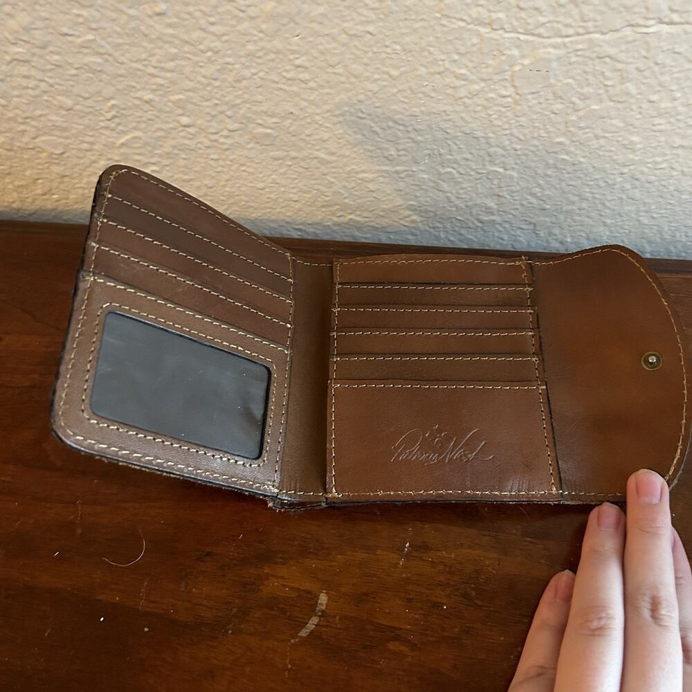 PATRICIA NASH Reiti Bi-Fold Leather Wallet Brown Caramel Map Pattern - Picture 4 of 7